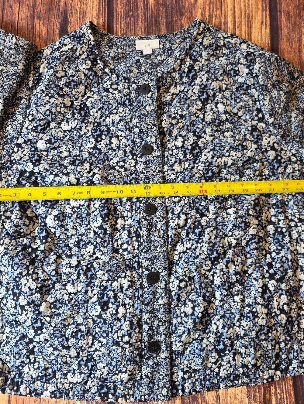 J. Jill Quilted Size XL Floral Boxy Fit Jacket Navy White Ditsy Floral Cotton - Picture 8 of 8